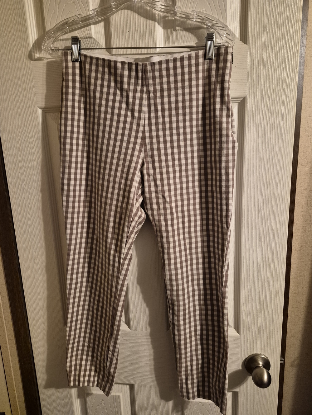 A New Day Gingham Check Side Zip Ankle Pants Brown & White Size 8